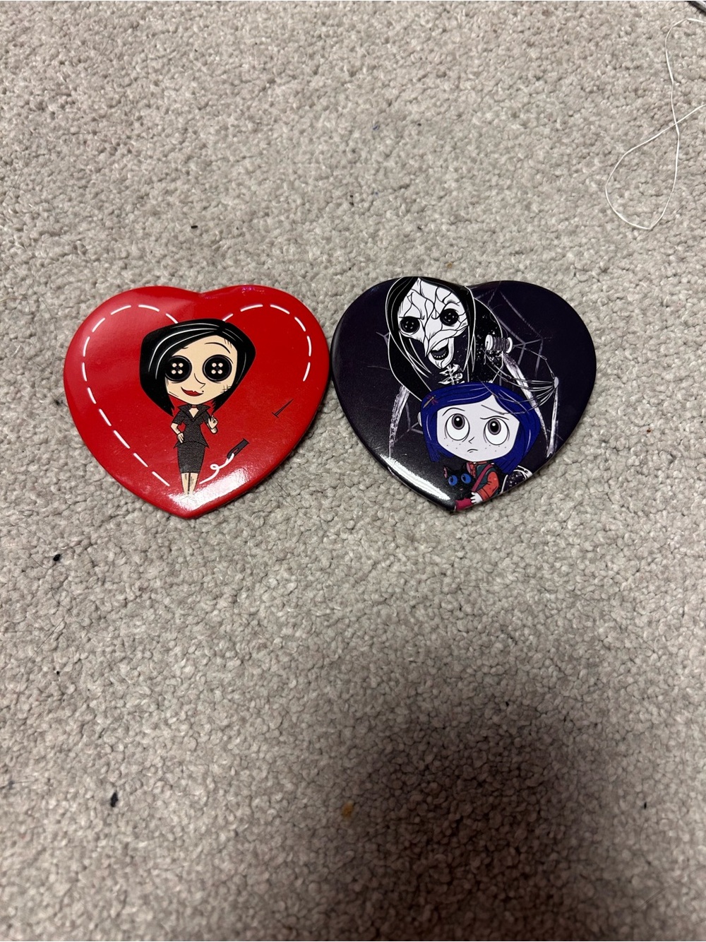 Heart-Shaped Collectible Pin Set - Red and Black